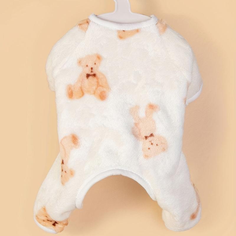 Bear Pattern Print Onesie For Pet Dog Soft Warm Clothes For Small Medium Dogs