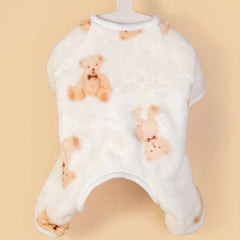 Bear Pattern Print Onesie For Pet Dog Soft Warm Clothes For Small Medium Dogs