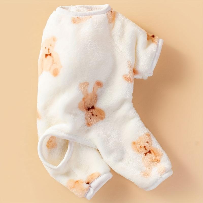 Bear Pattern Print Onesie For Pet Dog Soft Warm Clothes For Small Medium Dogs