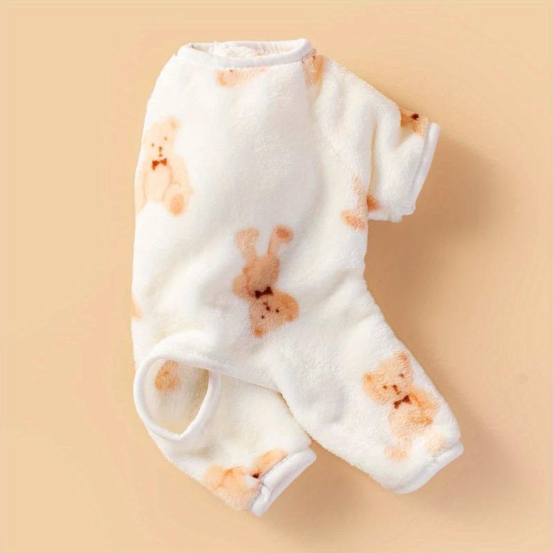 Bear Pattern Print Onesie For Pet Dog Soft Warm Clothes For Small Medium Dogs