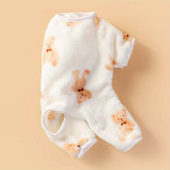 Bear Pattern Print Onesie For Pet Dog Soft Warm Clothes For Small Medium Dogs