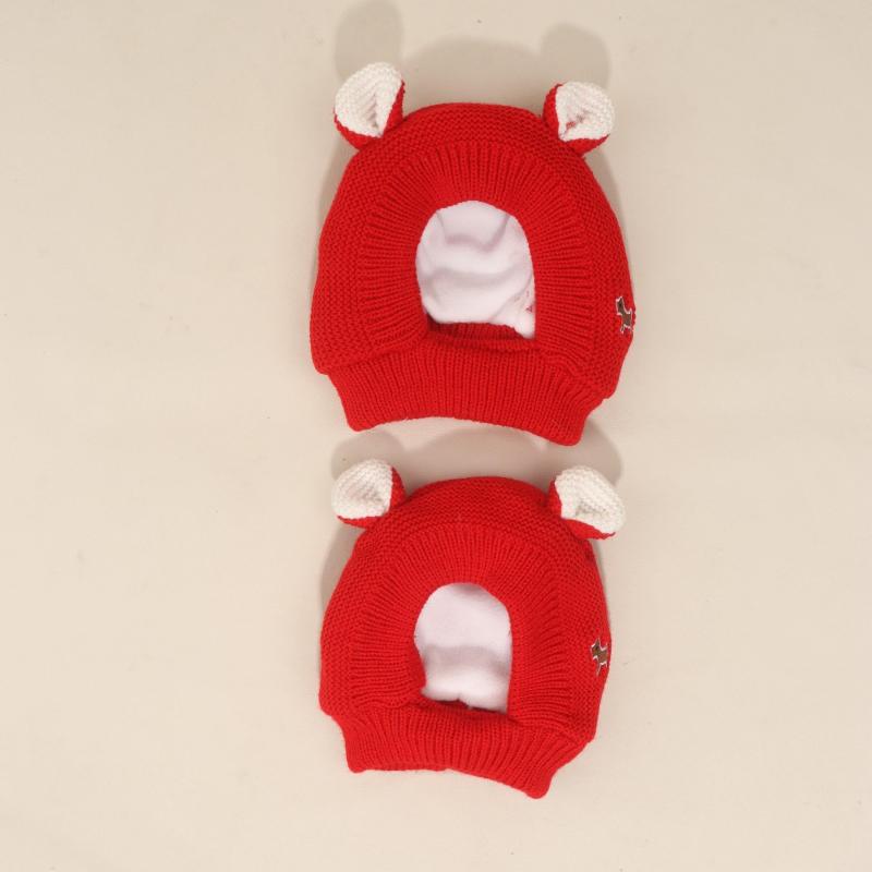 Pet Headgear Rabbit Ears Fleece Knitted Hat