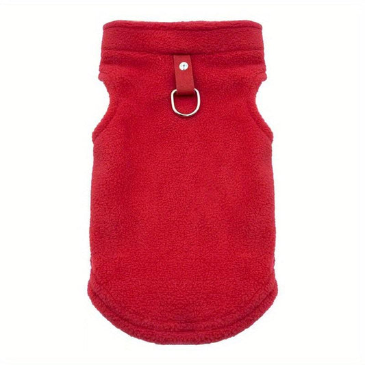 Winter Fleece Pet Dog Coat Jacket With D-ring Leash Attachment