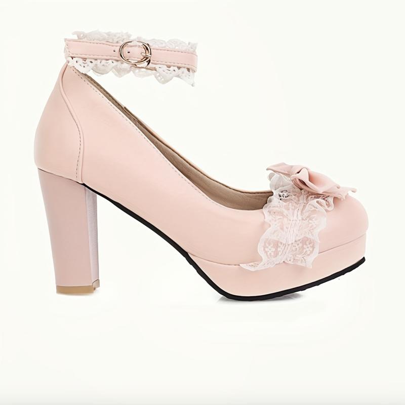 Women's Lace Ankle Strap High Heel Pumps