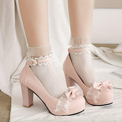 Women's Lace Ankle Strap High Heel Pumps