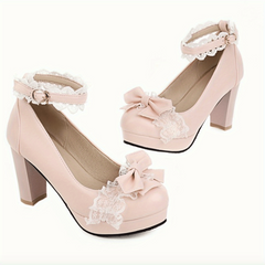 Women's Lace Ankle Strap High Heel Pumps
