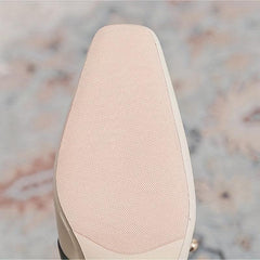 Metal Decor Chunky Heels Square Toe Slip On Pumps