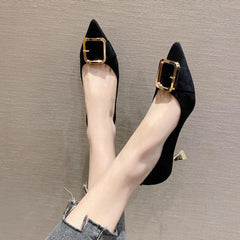 Women's Square Metal Mid Heel Pumps
