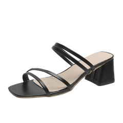 Block Heel Sandals Open Toe Slide Strap Women's Shoes
