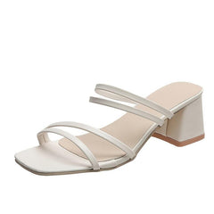 Block Heel Sandals Open Toe Slide Strap Women's Shoes