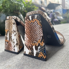 Women's Chunky High Heel Sandals - Peep Toe Square Toe