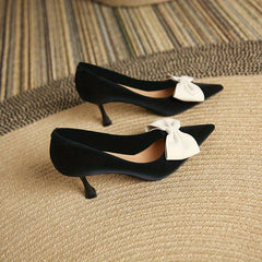 Bowknot Stiletto Heels Pointed Toe Dress Pumps