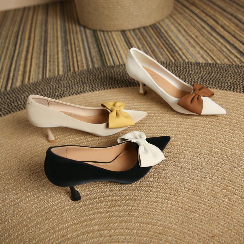 Bowknot Stiletto Heels Pointed Toe Dress Pumps