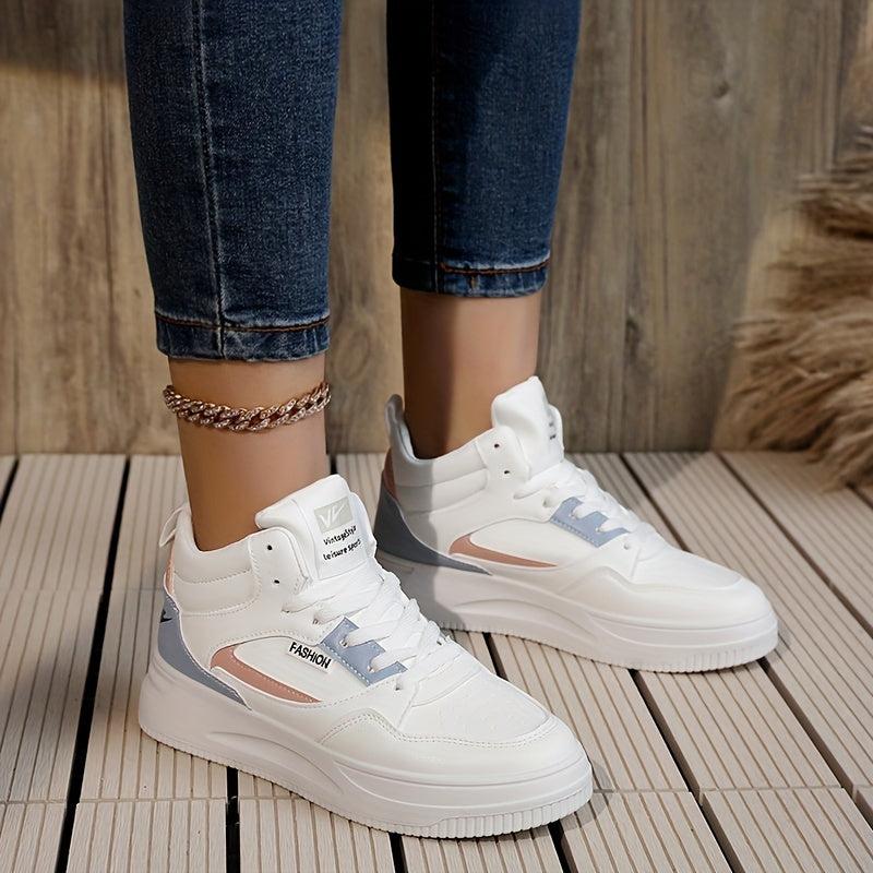 Women's Colorblock Platform Skate Shoes Lace Up Sneakers
