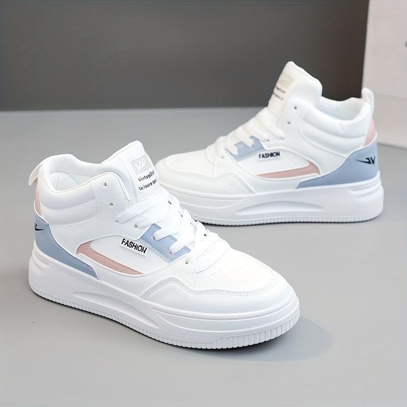 Women's Colorblock Platform Skate Shoes Lace Up Sneakers