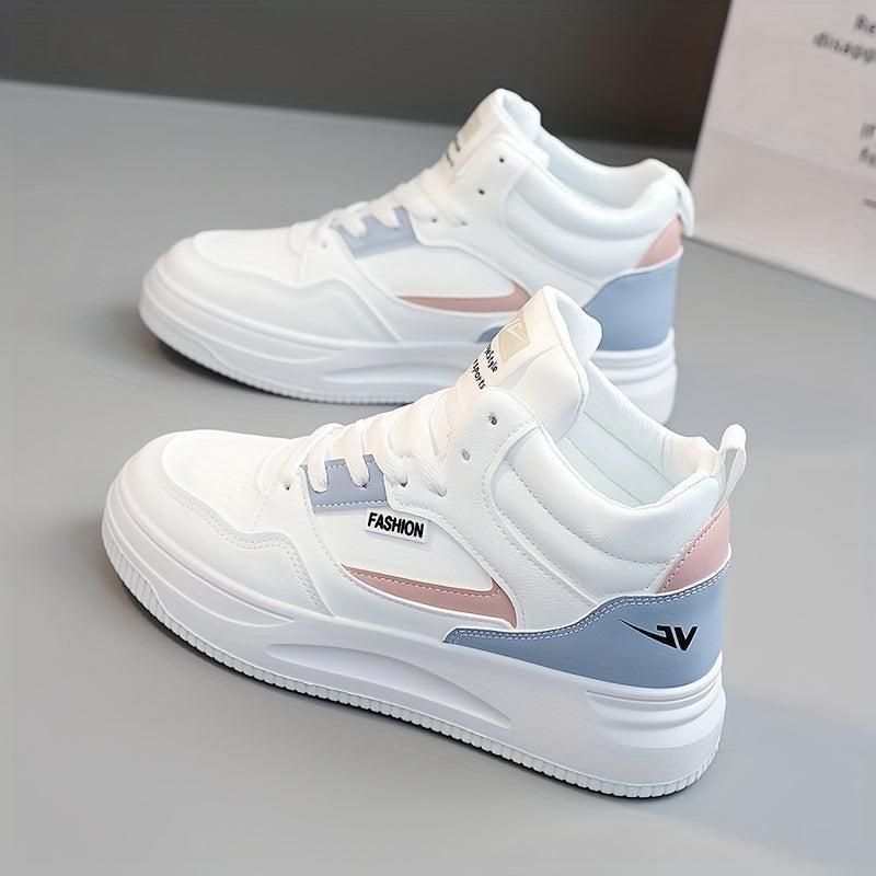 Women's Colorblock Platform Skate Shoes Lace Up Sneakers