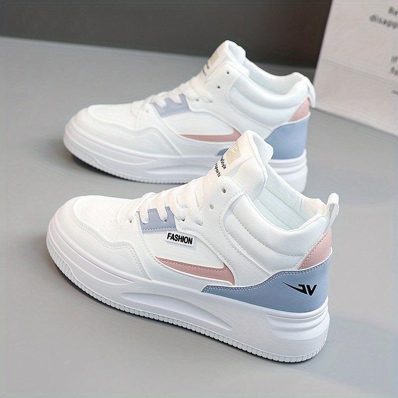 Women's Colorblock Platform Skate Shoes Lace Up Sneakers