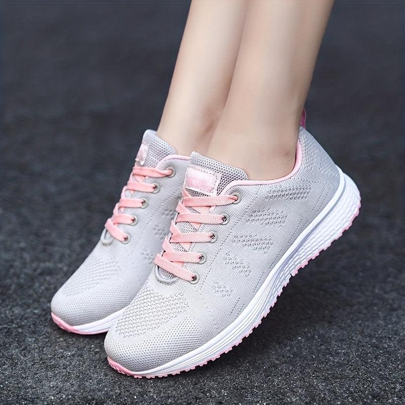 Women's Breathable Knit Sneakers Casual Lace Up Outdoor Shoes