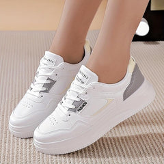 Colorblock Platform Skate Shoes Lace Up Low Top Sneakers