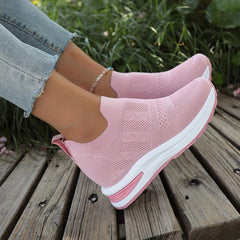 Women's Wedge Sock Sneakers Comfy Knitted Slip On Height Increasing Shoes