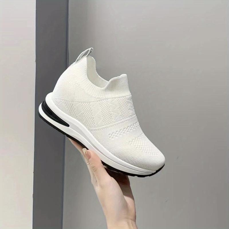 Women's Wedge Sock Sneakers Comfy Knitted Slip On Height Increasing Shoes