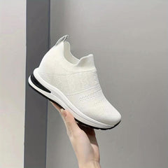 Women's Wedge Sock Sneakers Comfy Knitted Slip On Height Increasing Shoes