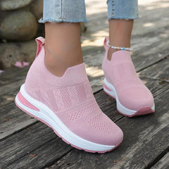 Women's Wedge Sock Sneakers Comfy Knitted Slip On Height Increasing Shoes