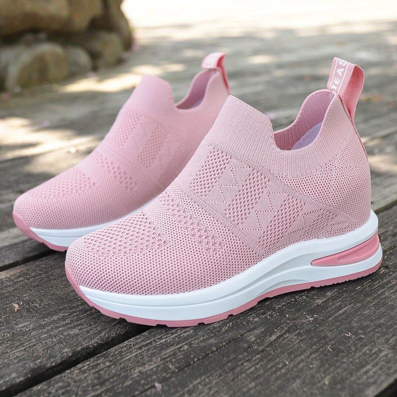 Women's Wedge Sock Sneakers Comfy Knitted Slip On Height Increasing Shoes