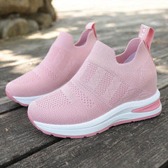 Women's Wedge Sock Sneakers Comfy Knitted Slip On Height Increasing Shoes