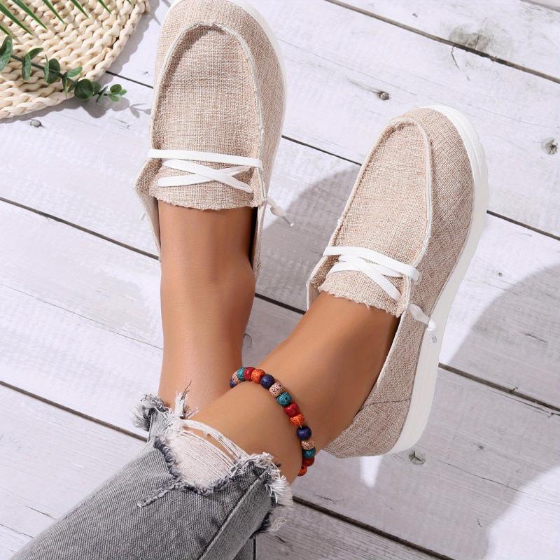 Women's Lace Up Canvas Loafers Flat Sneakers