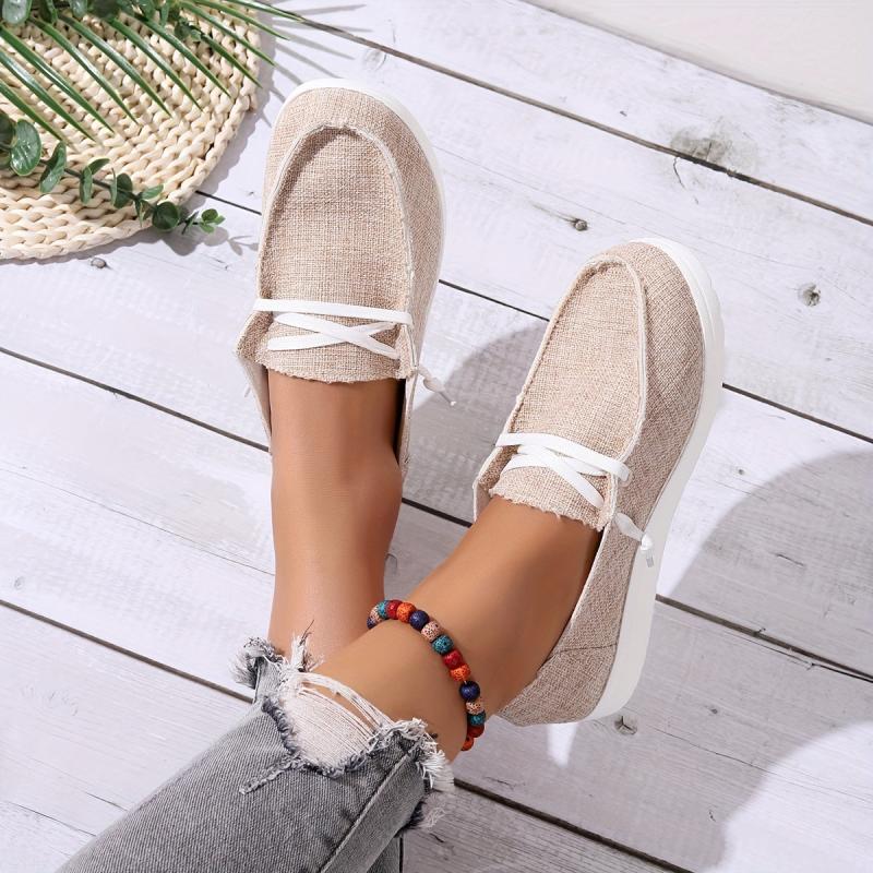 Women's Lace Up Canvas Loafers Flat Sneakers
