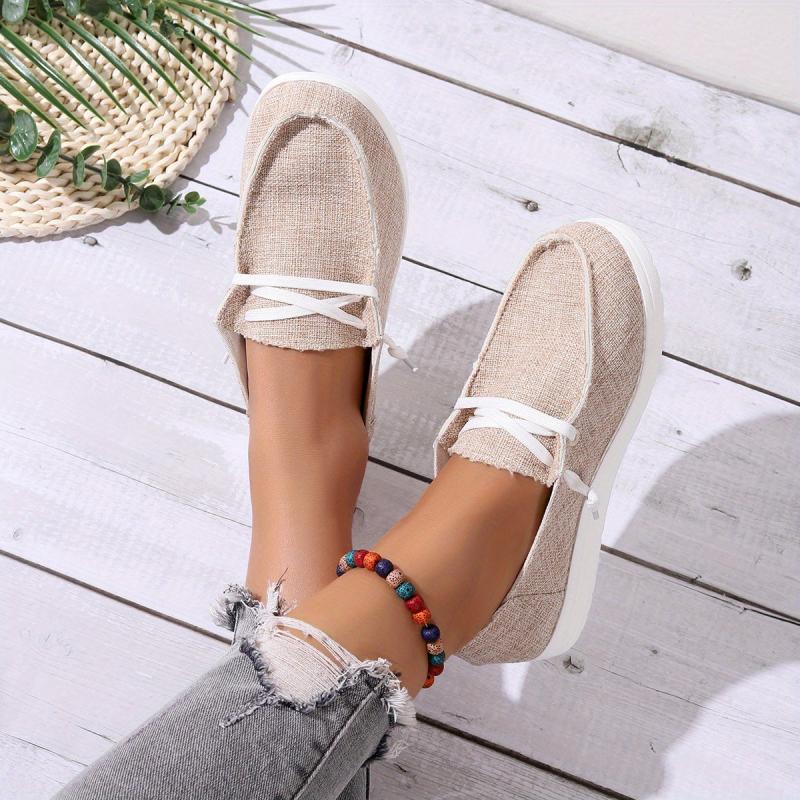 Women's Lace Up Canvas Loafers Flat Sneakers