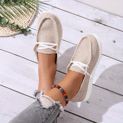 Women's Lace Up Canvas Loafers Flat Sneakers