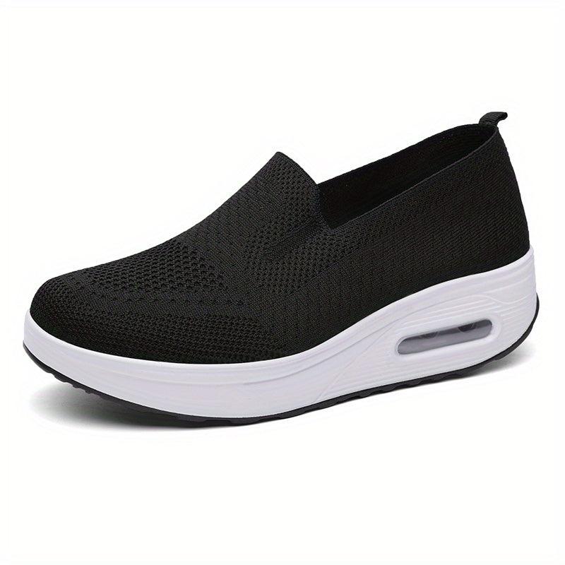 Women's Breathable Slip-On Knit Sneakers Air Cushion Outdoor Shoes