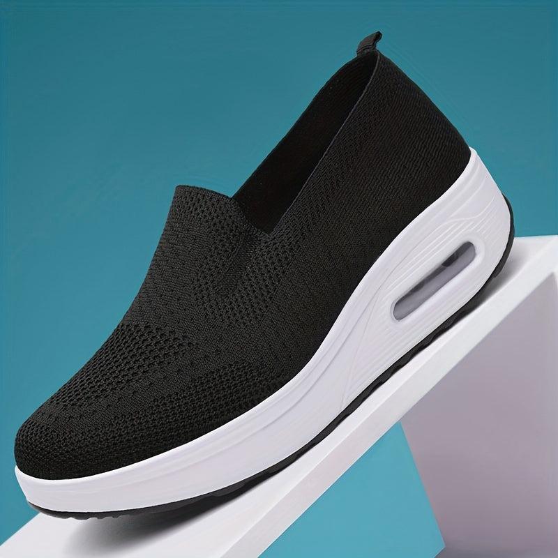 Women's Breathable Slip-On Knit Sneakers Air Cushion Outdoor Shoes
