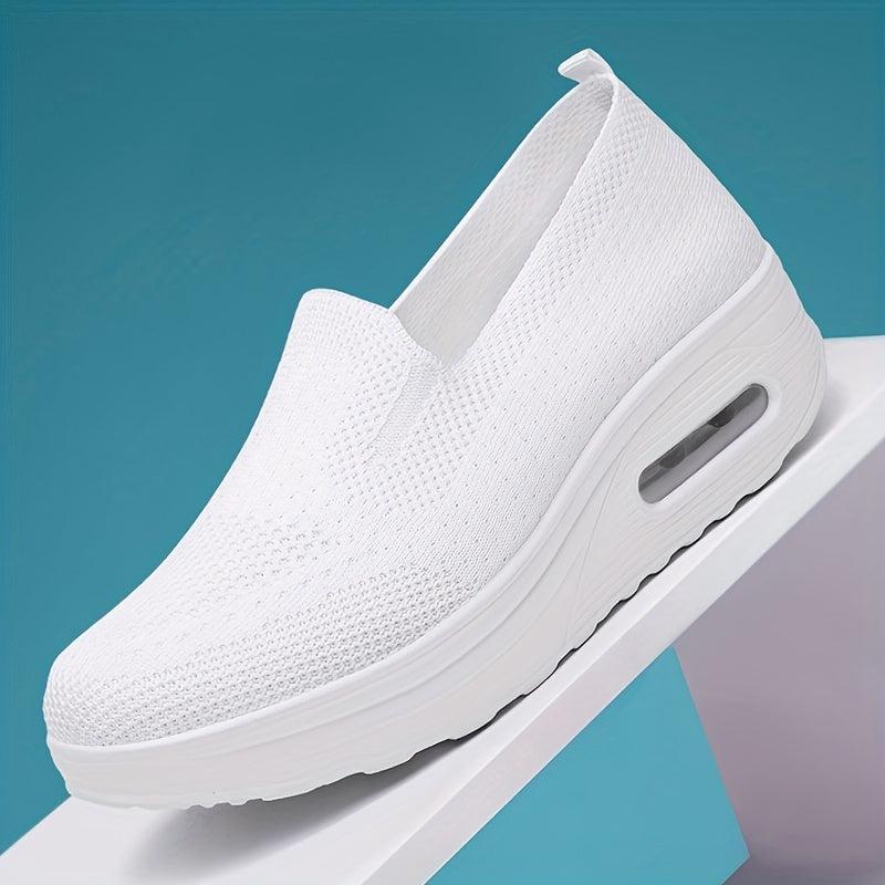 Women's Breathable Slip-On Knit Sneakers Air Cushion Outdoor Shoes