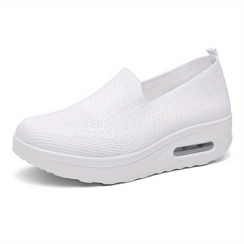 Women's Breathable Slip-On Knit Sneakers Air Cushion Outdoor Shoes
