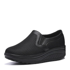 Women's Mesh Slip On Platform Sneakers Breathable Non slip Solid Rocking Shoes