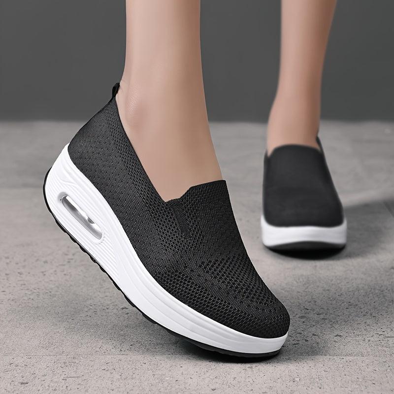 Women's Mesh Sneakers Casual Wedge Heel Shoes Lightweight Heightening Shoes