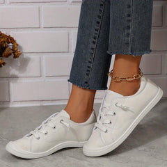 Women's Canvas Lace-Up Low Top Sneakers Lightweight & Breathable