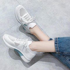 Women's Daisy Embroidered Sports Shoes Knitted Running Shoes