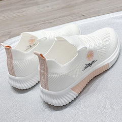 Women's Daisy Embroidered Sports Shoes Knitted Running Shoes