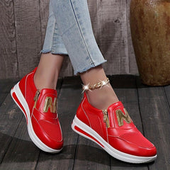 Women's Mesh Sports Shoes Side Zipper Sneakers Casual Walking Shoes