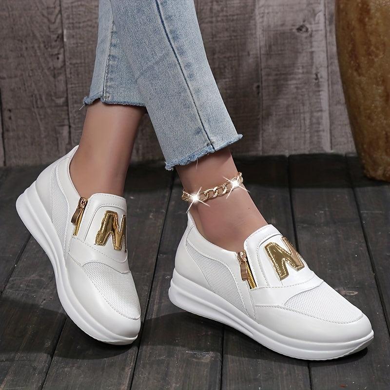 Women's Mesh Sports Shoes Side Zipper Sneakers Casual Walking Shoes