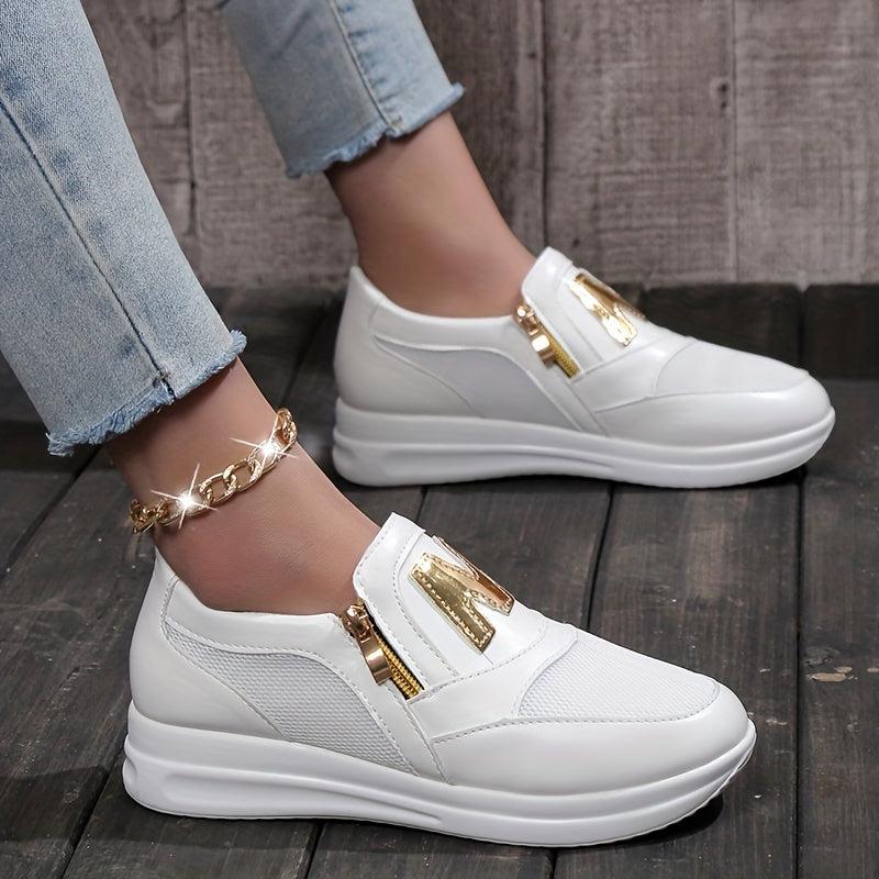 Women's Mesh Sports Shoes Side Zipper Sneakers Casual Walking Shoes