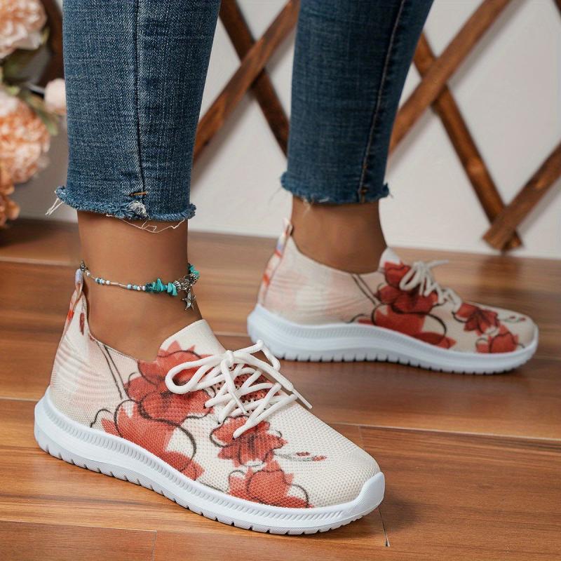 Women's Lace Up Flying Woven Sneakers Non slip Outdoor Shoes