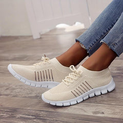 Women's Knitted Breathable Sports Shoes Low Top Walking Sneakers