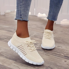 Women's Knitted Breathable Sports Shoes Low Top Walking Sneakers