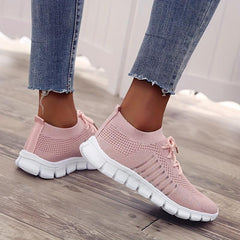 Women's Knitted Breathable Sports Shoes Low Top Walking Sneakers