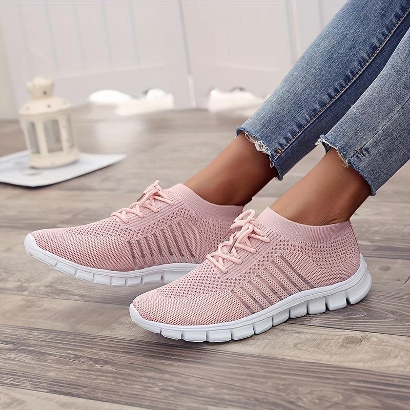 Women's Knitted Breathable Sports Shoes Low Top Walking Sneakers